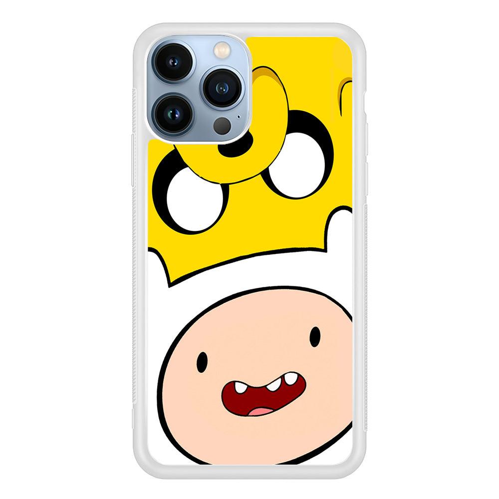 Finn and Jake Adventure Time iPhone 13 Pro Case-Rubber / White (2D Case)-Xtracase