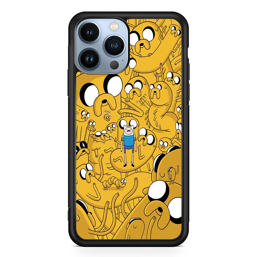 Finn and Jake Doodle iPhone 13 Pro Max Case-Rubber / Black (2D Case)-Xtracase