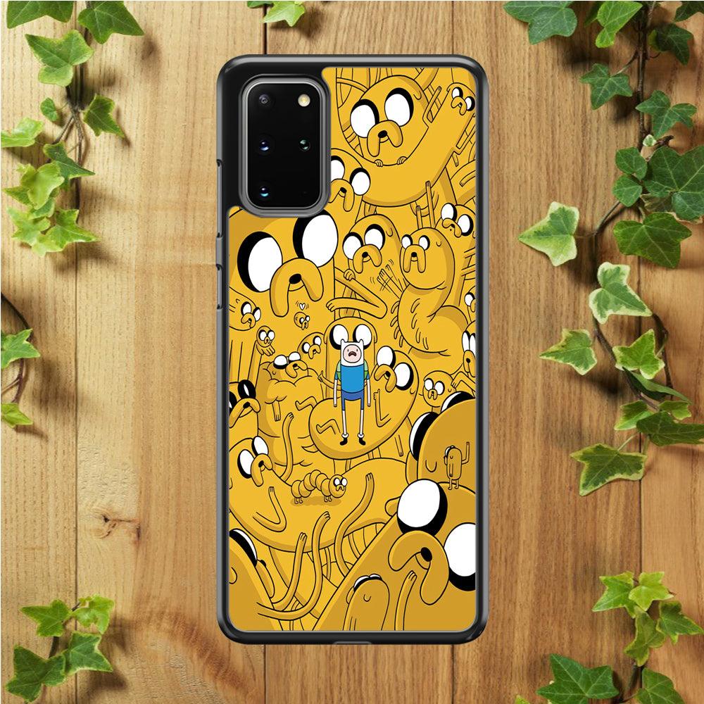 Finn and Jake Doodle Samsung Galaxy S20 Plus Case-Rubber / Black (2D Case)-Xtracase