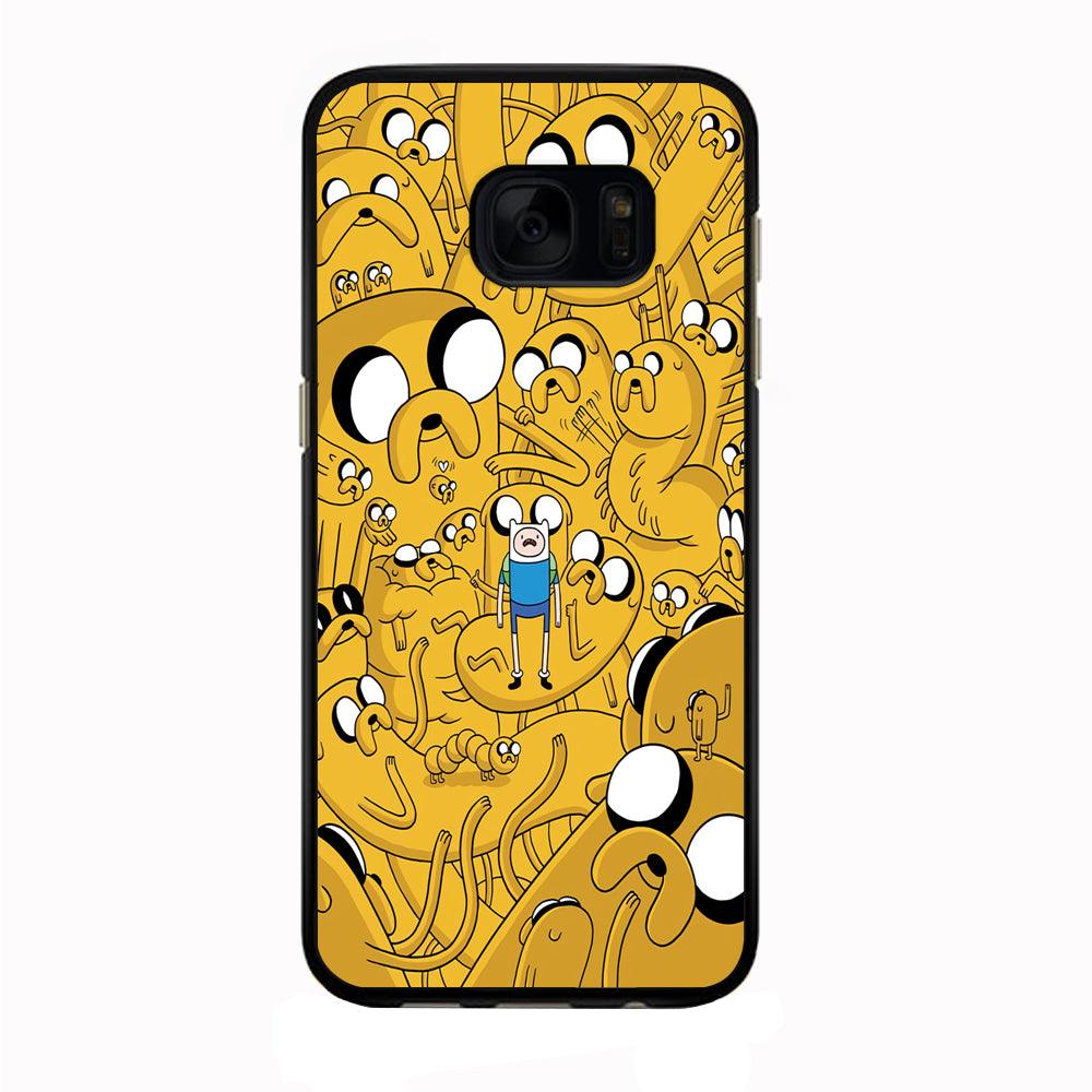 Finn and Jake Doodle Samsung Galaxy S7 Edge Case-Rubber / Black (2D Case)-Xtracase