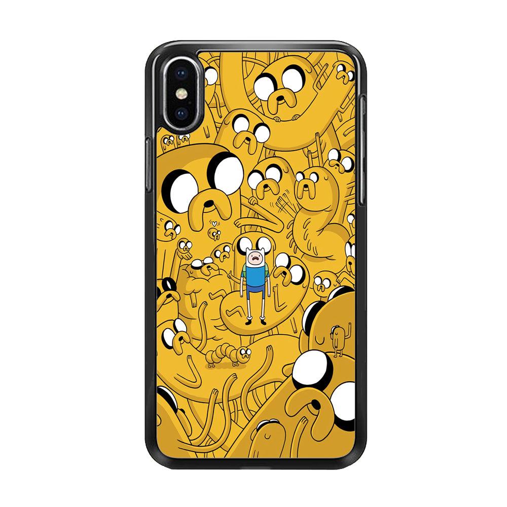 Finn and Jake Doodle iPhone Xs Max Case-Rubber / Black (2D Case)-Xtracase