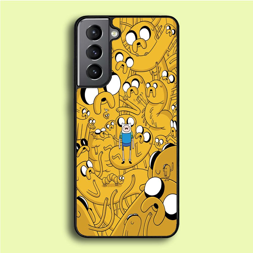 Finn and Jake Doodle Samsung Galaxy S21 Plus Case-Rubber / Black (2D Case)-Xtracase