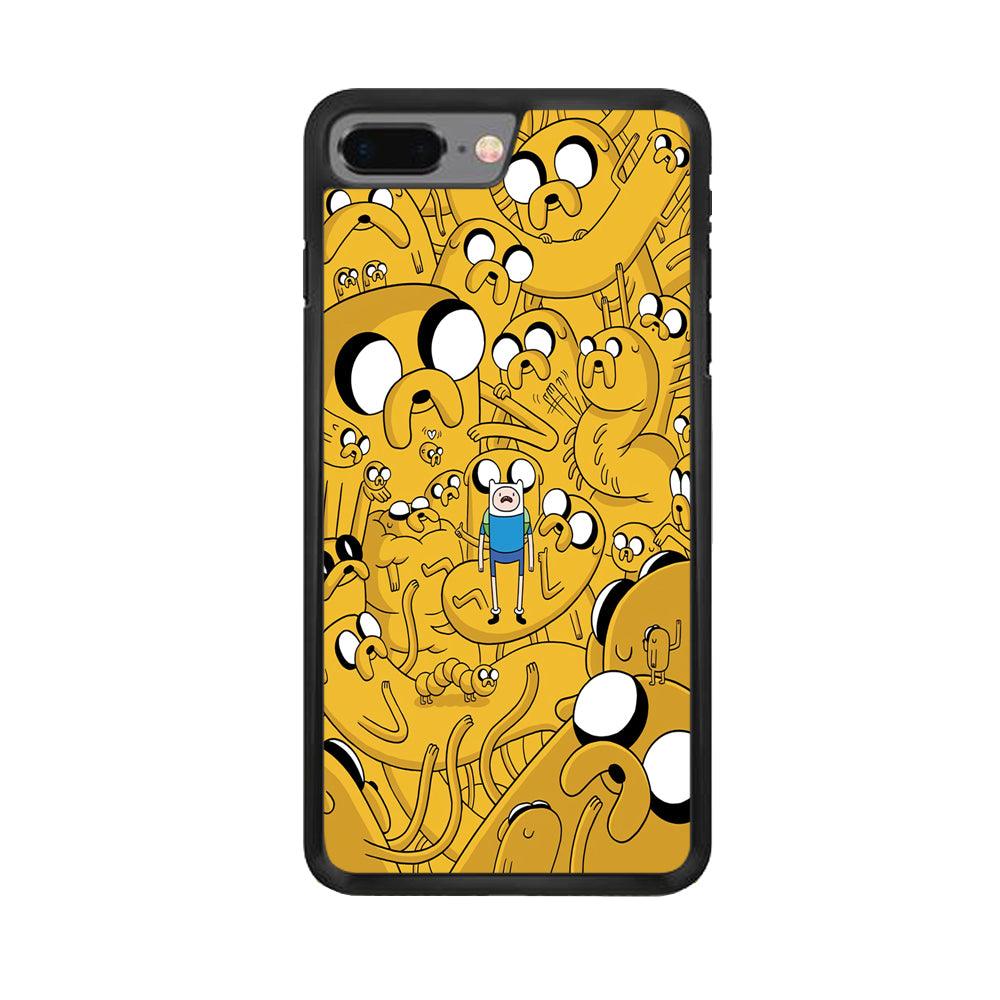 Finn and Jake Doodle iPhone 8 Plus Case-Rubber / Black (2D Case)-Xtracase