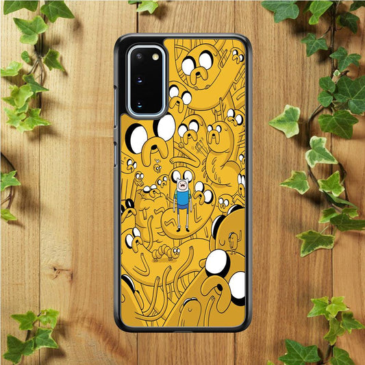 Finn and Jake Doodle Samsung Galaxy S20 Case-Rubber / White (2D Case)-Xtracase