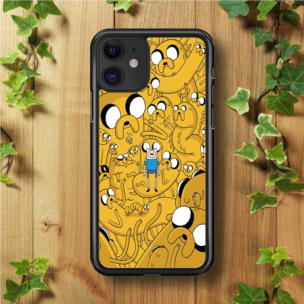 Finn and Jake Doodle iPhone 11 Case-Rubber / Black (2D Case)-Xtracase