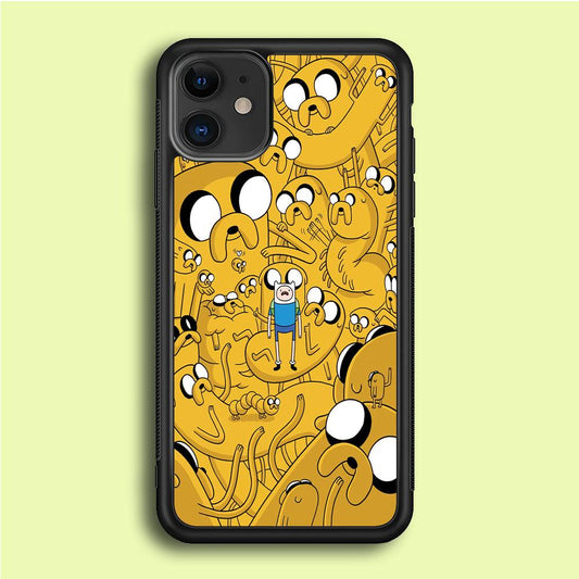 Finn and Jake Doodle iPhone 12 Case-Rubber / Black (2D Case)-Xtracase