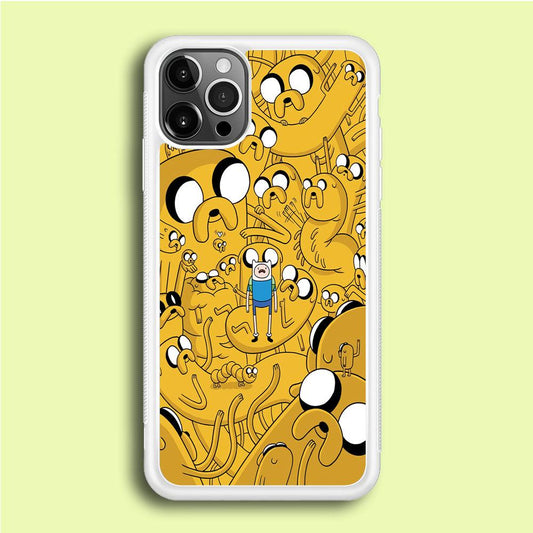 Finn and Jake Doodle iPhone 12 Pro Case-Rubber / White (2D Case)-Xtracase