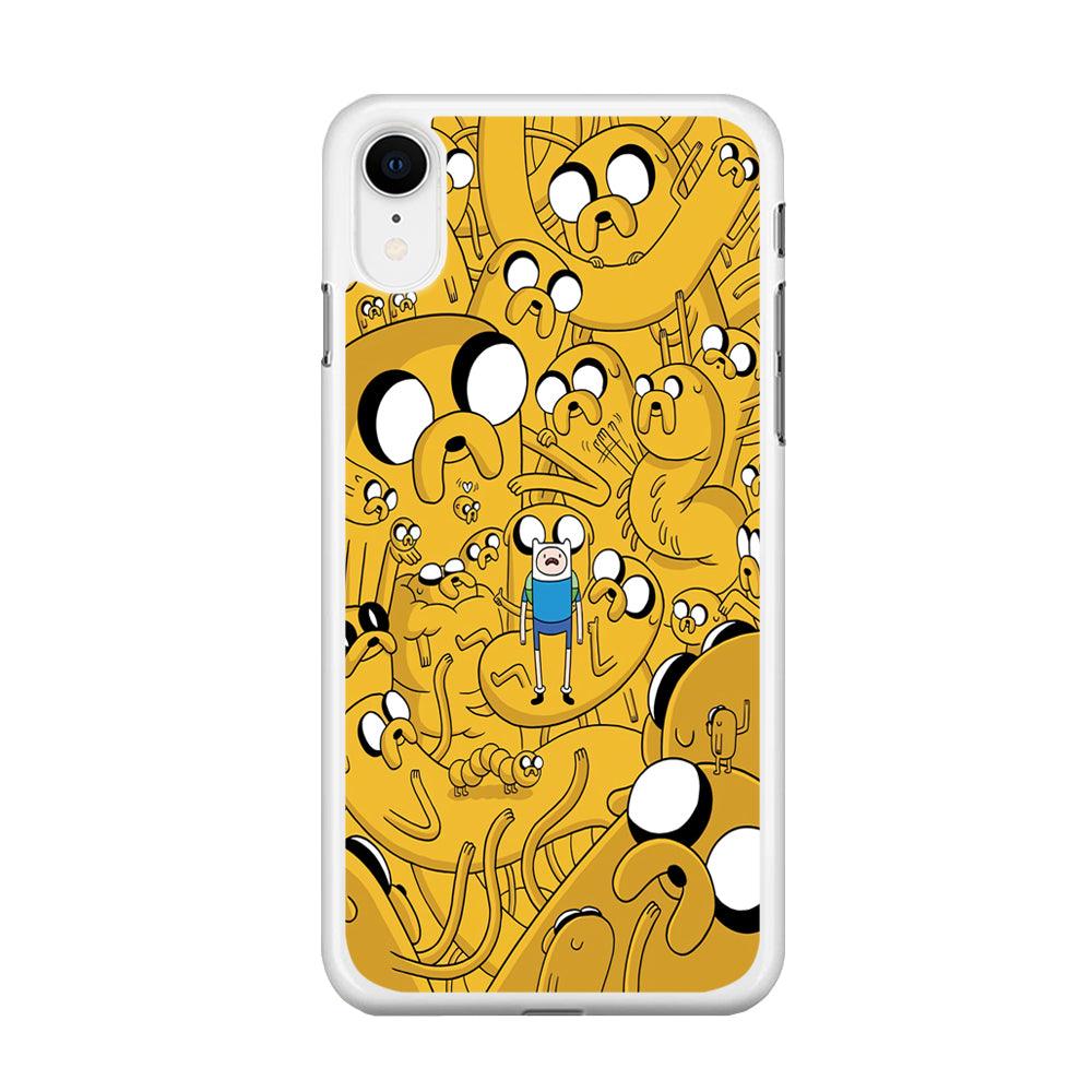Finn and Jake Doodle iPhone XR Case-Rubber / White (2D Case)-Xtracase