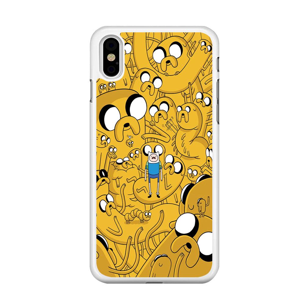 Finn and Jake Doodle iPhone Xs Case-Rubber / White (2D Case)-Xtracase
