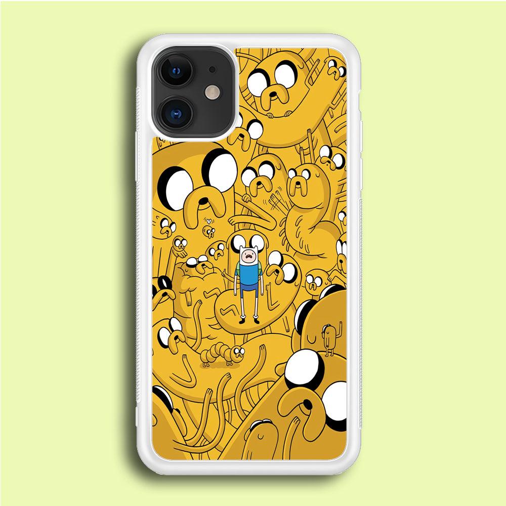Finn and Jake Doodle iPhone 12 Mini Case-Rubber / White (2D Case)-Xtracase