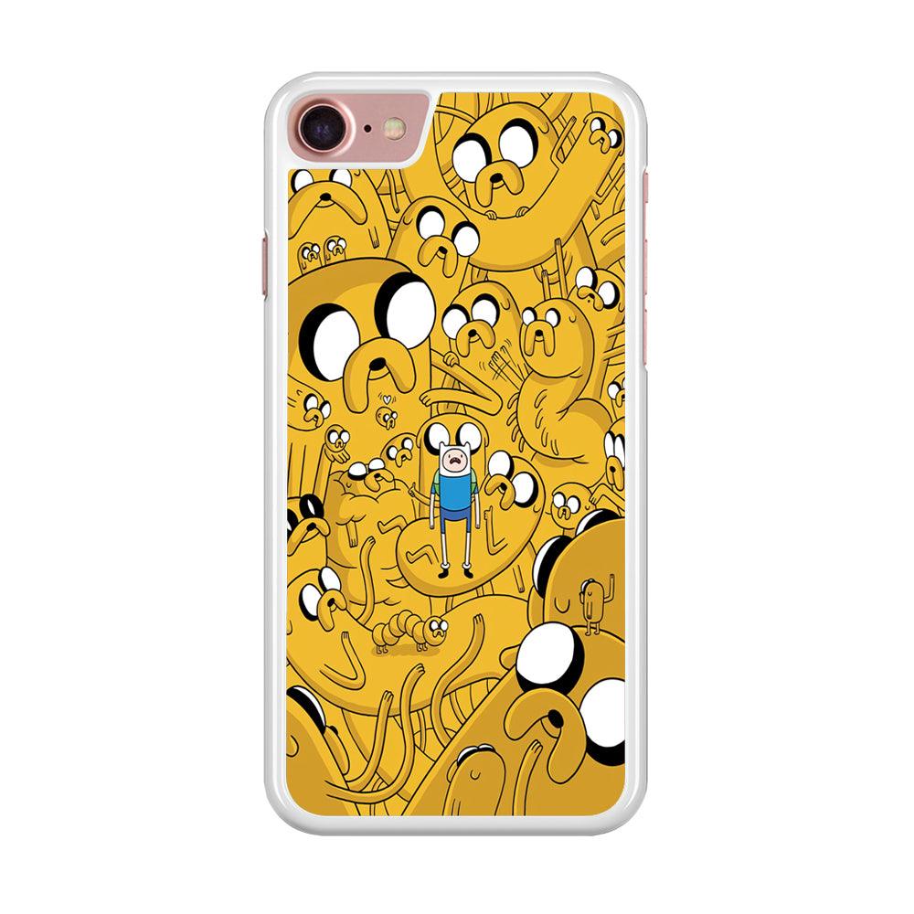Finn and Jake Doodle iPhone SE 2020 Case-Rubber / White (2D Case)-Xtracase