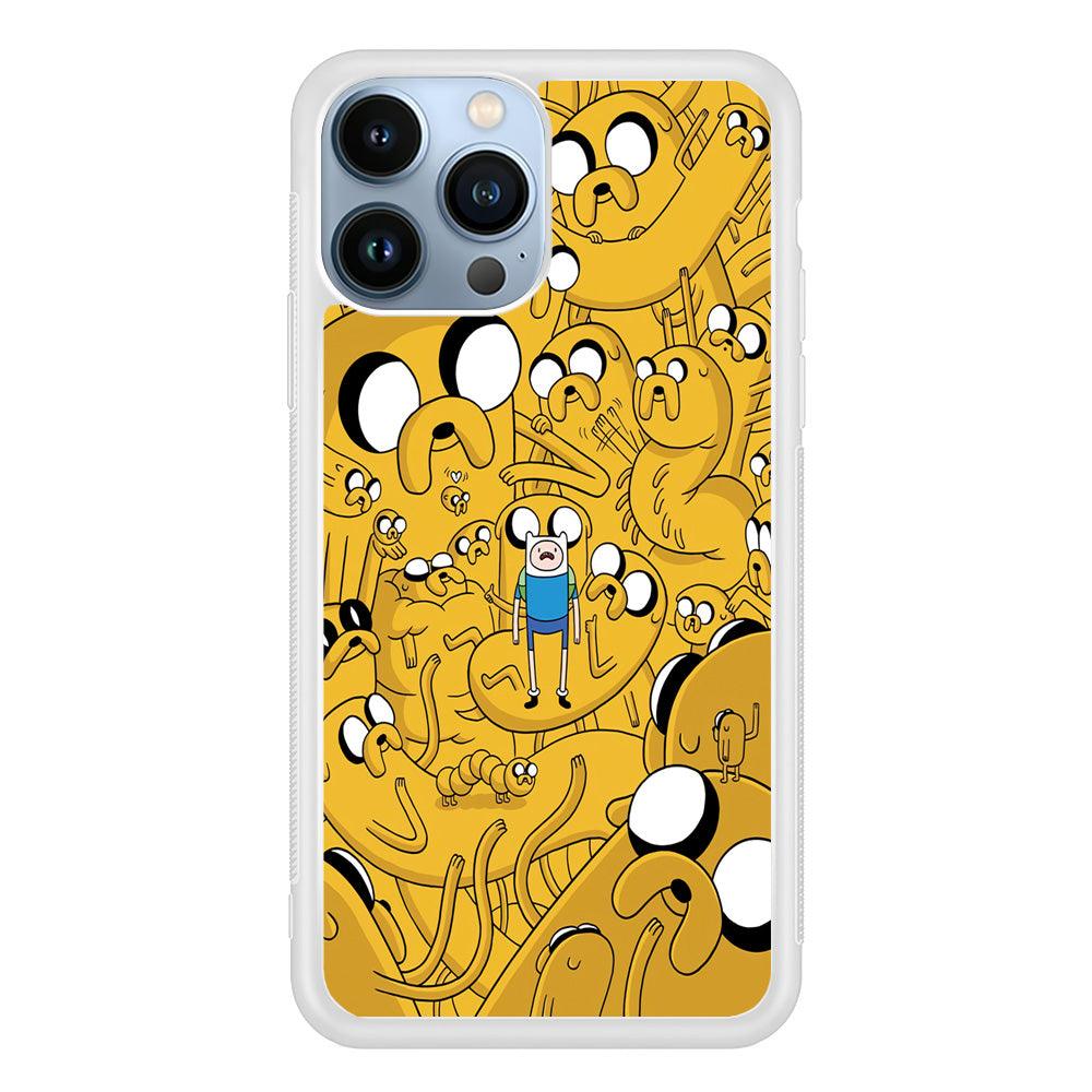 Finn and Jake Doodle iPhone 13 Pro Case-Rubber / White (2D Case)-Xtracase