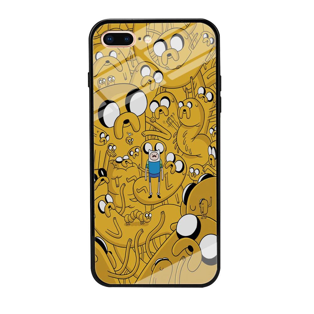 Finn and Jake Doodle iPhone 8 Plus Case-Tempered Glass Case-Xtracase