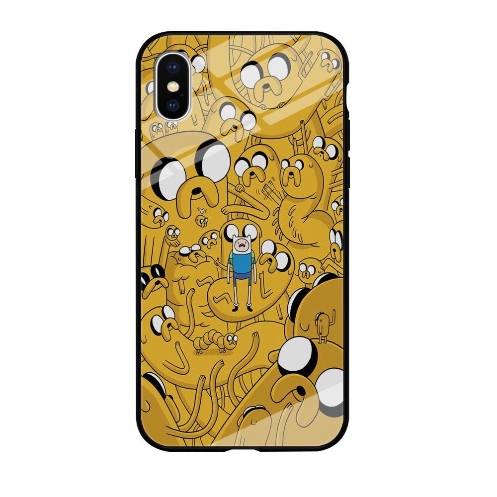 Finn and Jake Doodle iPhone Xs Case-Tempered Glass Case-Xtracase