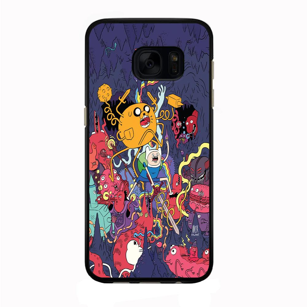 Finn and Jake Fights Monsters Samsung Galaxy S7 Edge Case-Rubber / Black (2D Case)-Xtracase