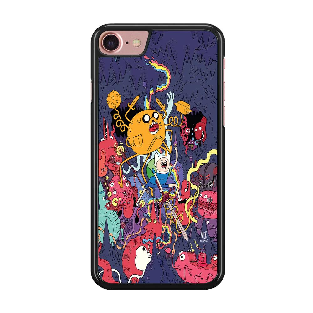 Finn and Jake Fights Monsters iPhone 7 Case-Rubber / Black (2D Case)-Xtracase