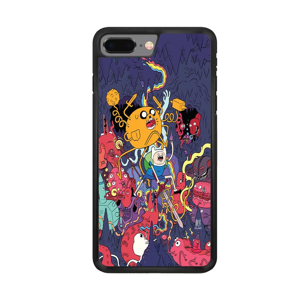 Finn and Jake Fights Monsters iPhone 8 Plus Case-Rubber / Black (2D Case)-Xtracase