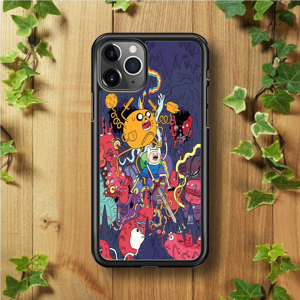 Finn and Jake Fights Monsters iPhone 11 Pro Max Case-Rubber / Black (2D Case)-Xtracase