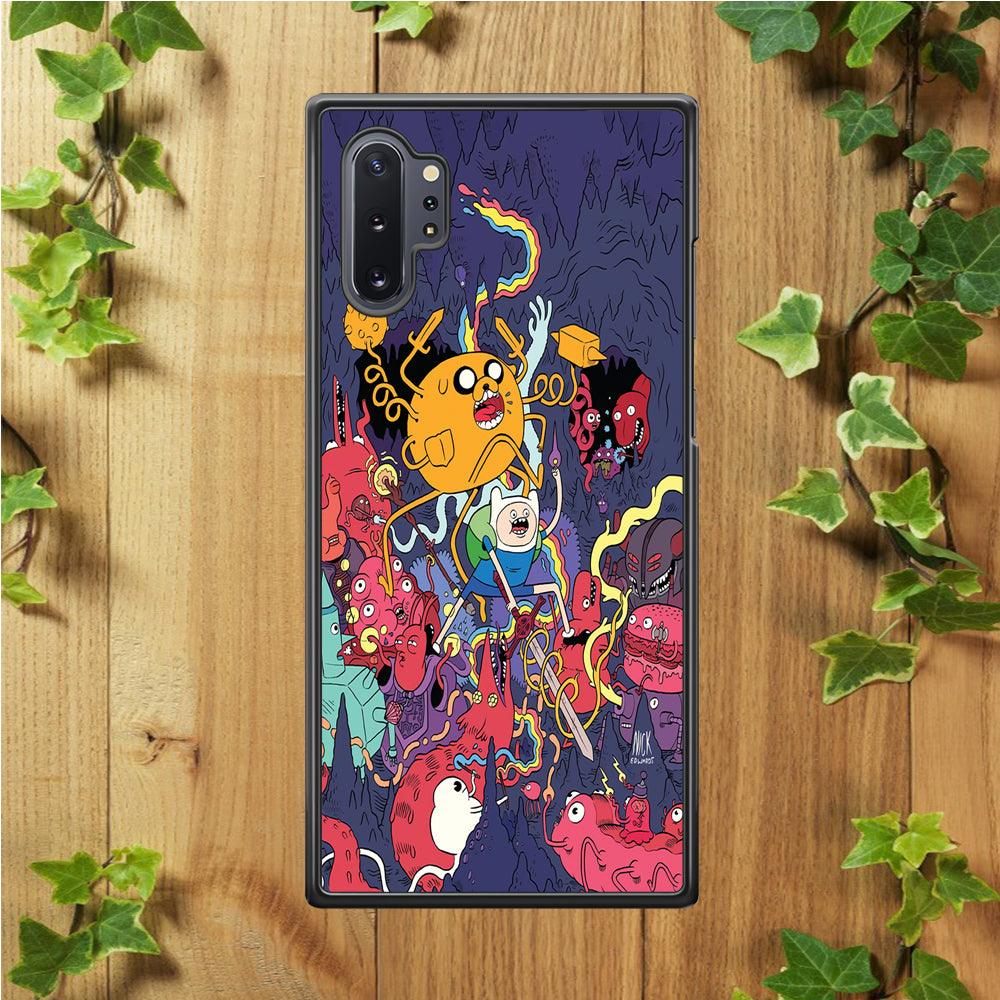 Finn and Jake Fights Monsters Samsung Galaxy Note 10 Plus Case-Rubber / White (2D Case)-Xtracase