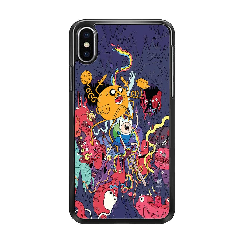 Finn and Jake Fights Monsters iPhone X Case-Rubber / Black (2D Case)-Xtracase