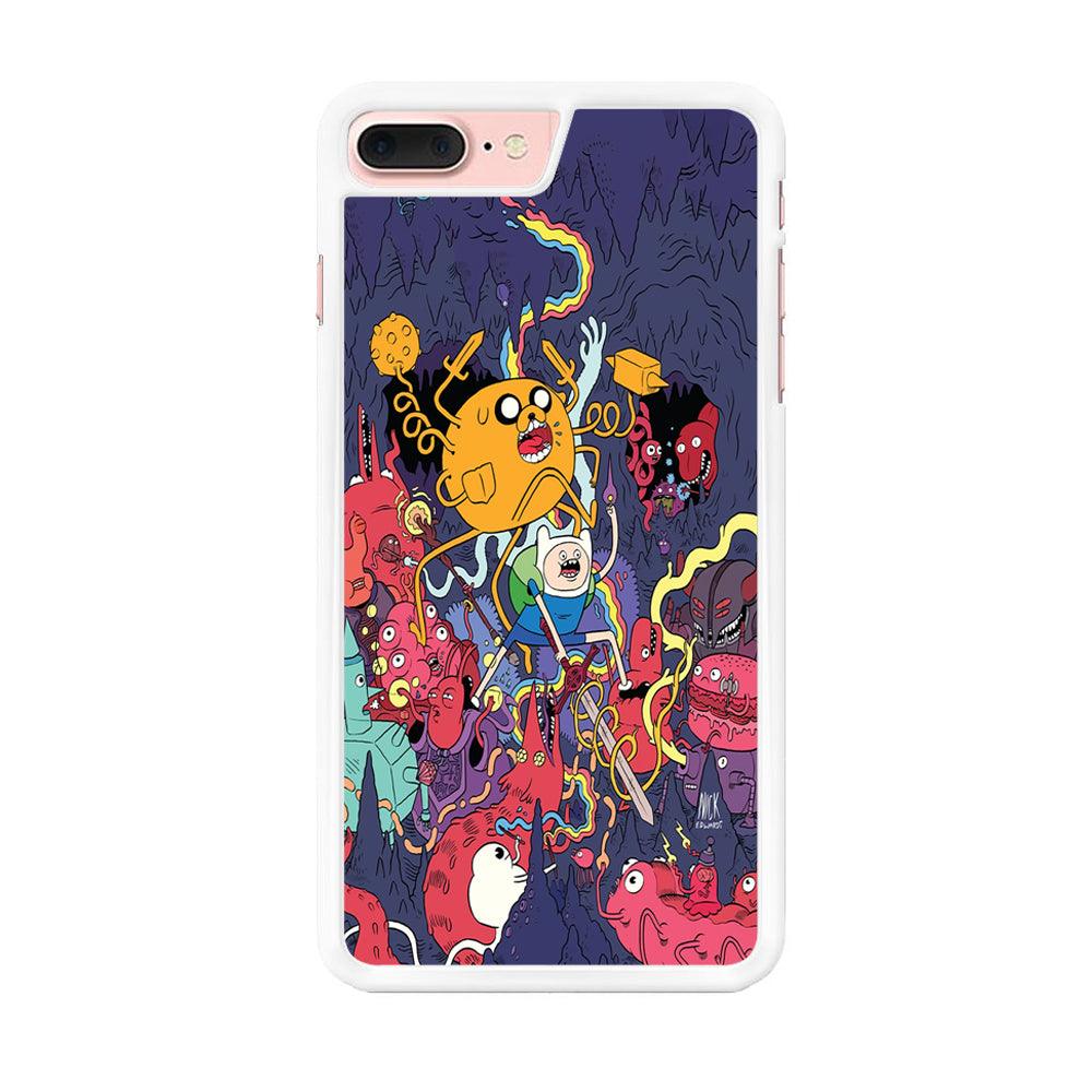 Finn and Jake Fights Monsters iPhone 7 Plus Case-Rubber / White (2D Case)-Xtracase