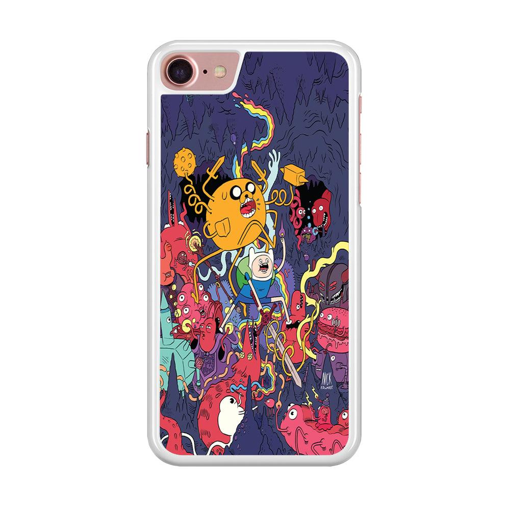 Finn and Jake Fights Monsters iPhone 7 Case-Rubber / White (2D Case)-Xtracase