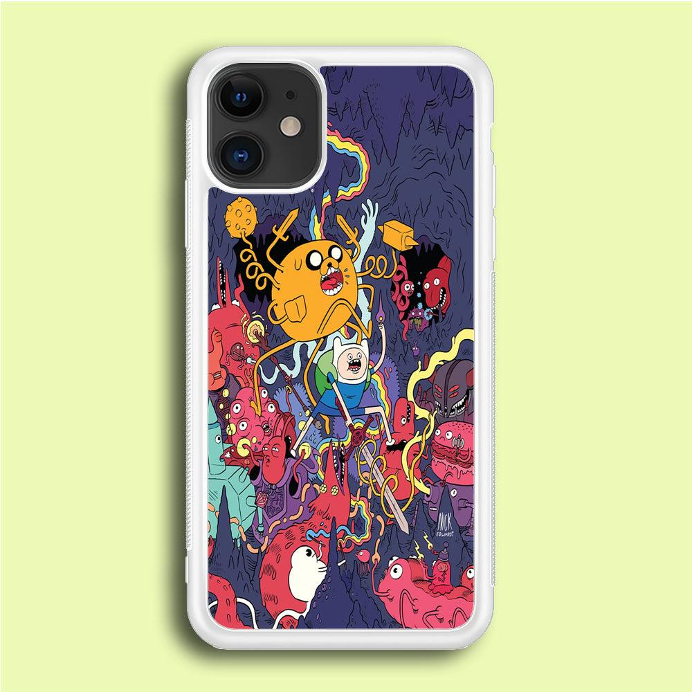 Finn and Jake Fights Monsters iPhone 12 Mini Case-Rubber / White (2D Case)-Xtracase