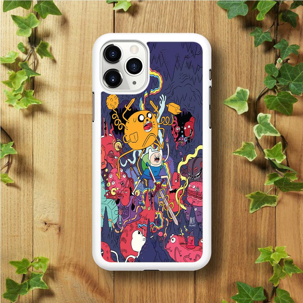 Finn and Jake Fights Monsters iPhone 11 Pro Max Case-Rubber / White (2D Case)-Xtracase