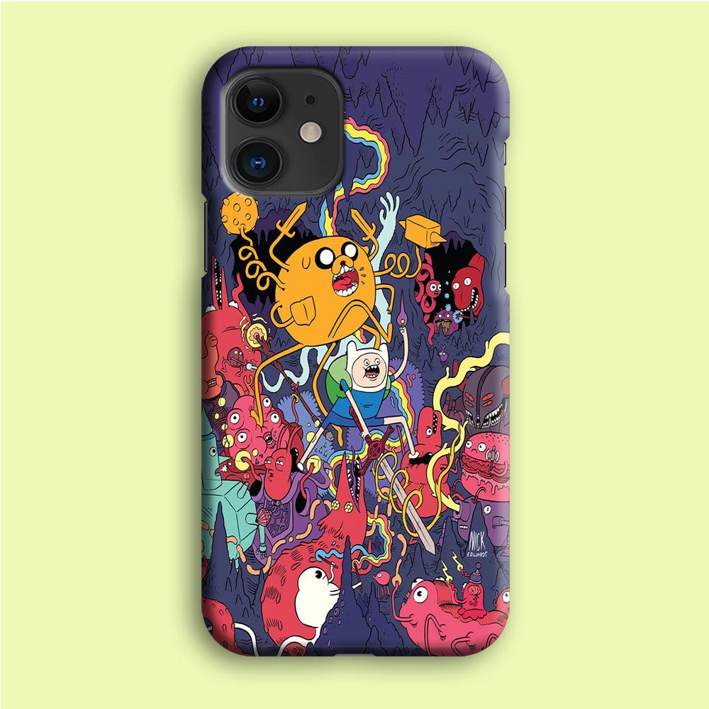 Finn and Jake Fights Monsters iPhone 12 Mini Case-Plastic / Full Wrap (3D Case)-Xtracase