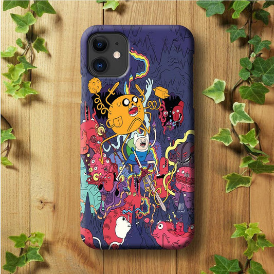 Finn and Jake Fights Monsters iPhone 11 Case-Plastic / Full Wrap (3D Case)-Xtracase