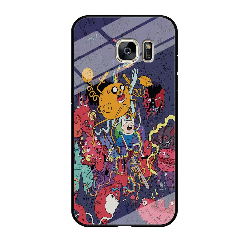 Finn and Jake Fights Monsters Samsung Galaxy S7 Edge Case-Tempered Glass Case-Xtracase