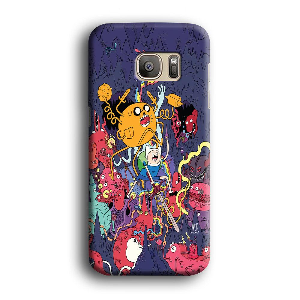 Finn and Jake Fights Monsters Samsung Galaxy S7 Edge Case-Plastic / Full Wrap (3D Case)-Xtracase