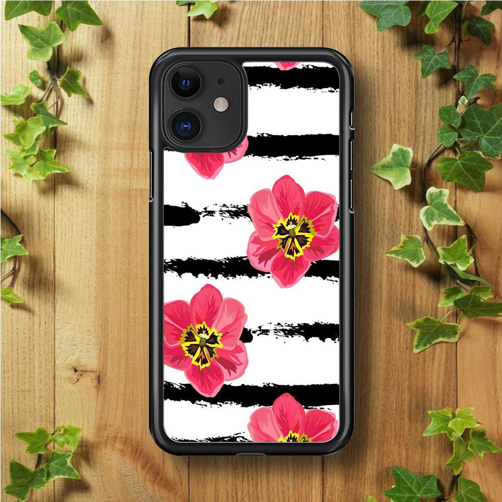 Flower Painting Streak iPhone 11 Case-Rubber / Black (2D Case)-Xtracase