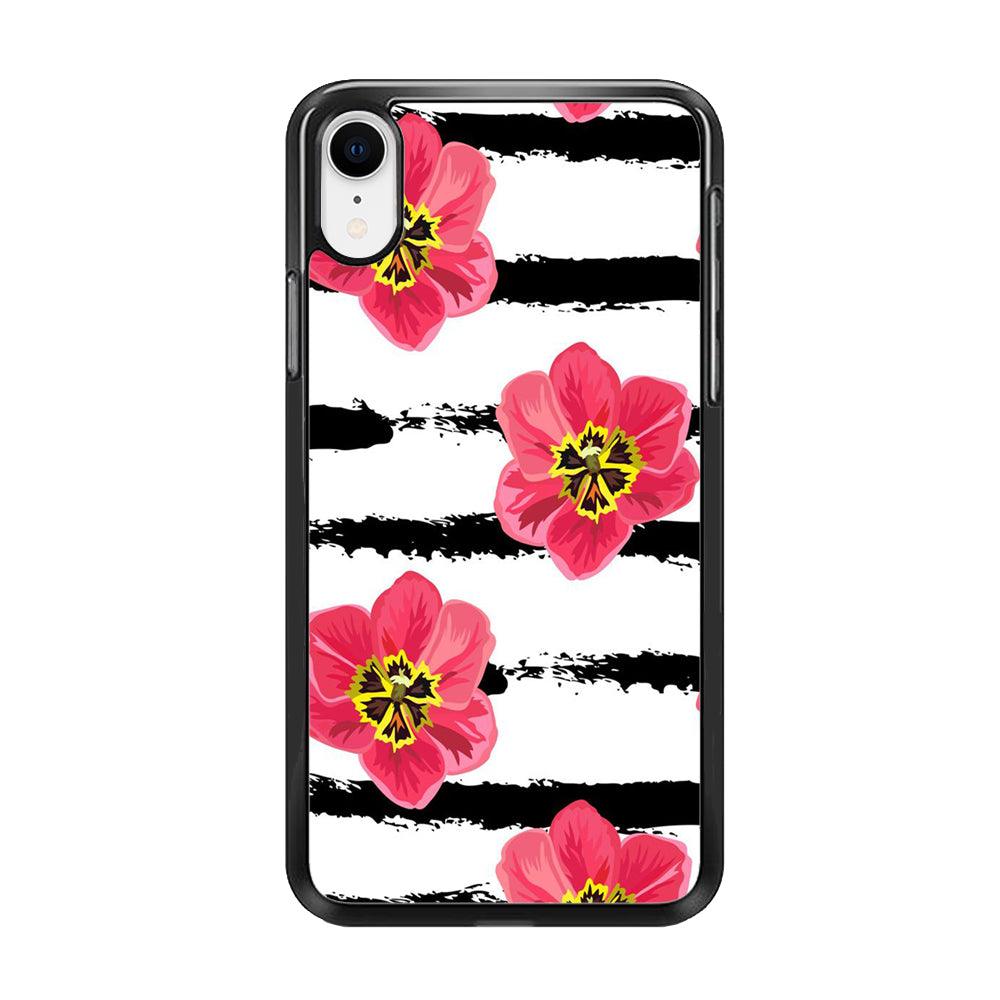 Flower Painting Streak iPhone XR Case-Rubber / Black (2D Case)-Xtracase