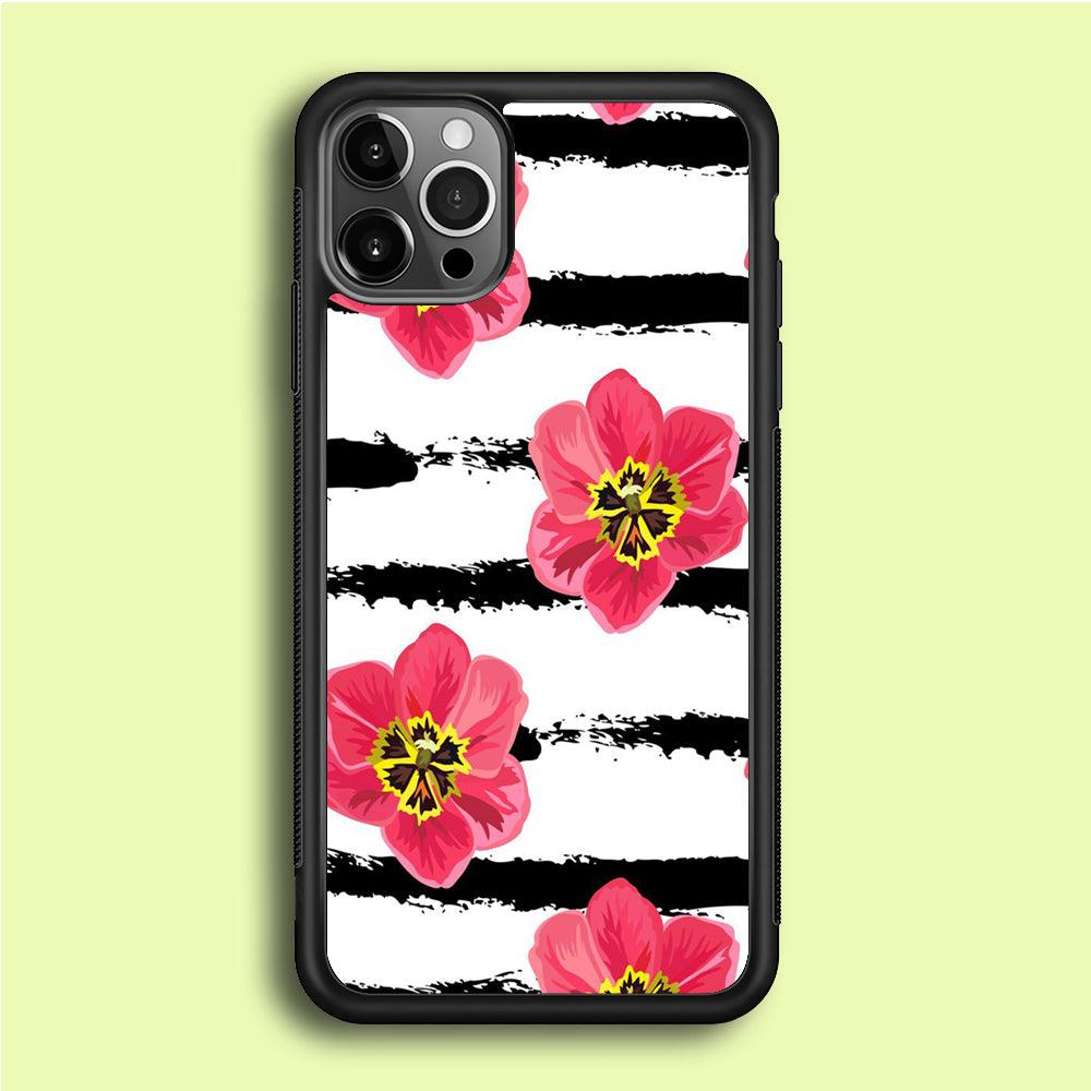 Flower Painting Streak iPhone 12 Pro Case-Rubber / Black (2D Case)-Xtracase