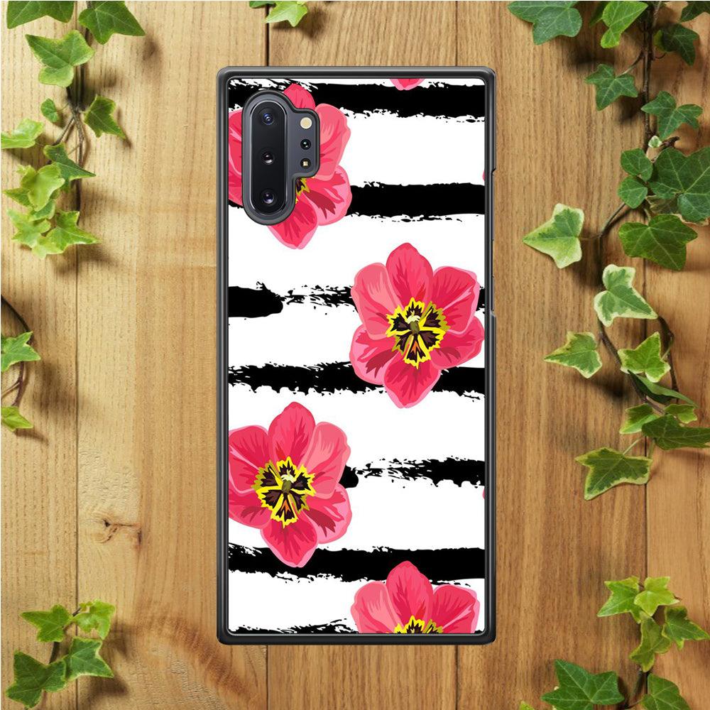 Flower Painting Streak Samsung Galaxy Note 10 Plus Case-Rubber / White (2D Case)-Xtracase