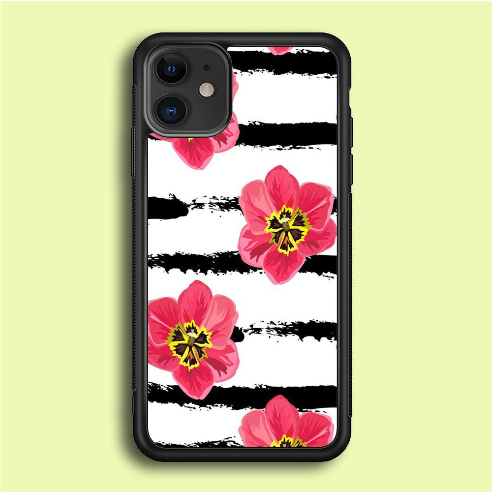 Flower Painting Streak iPhone 12 Mini Case-Rubber / Black (2D Case)-Xtracase
