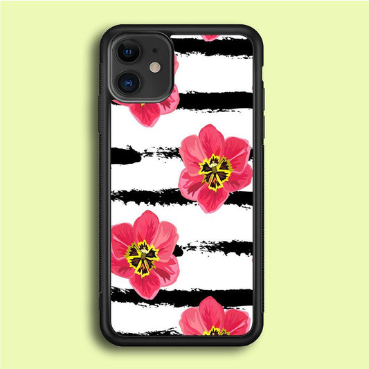Flower Painting Streak iPhone 12 Case-Rubber / Black (2D Case)-Xtracase