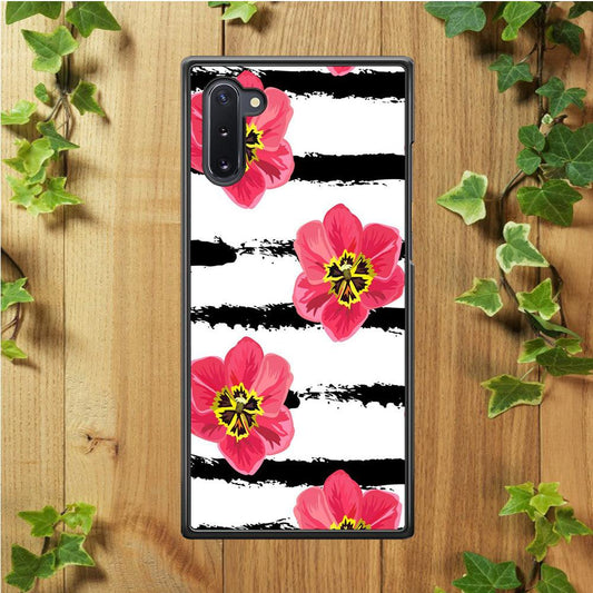 Flower Painting Streak Samsung Galaxy Note 10 Case-Rubber / White (2D Case)-Xtracase