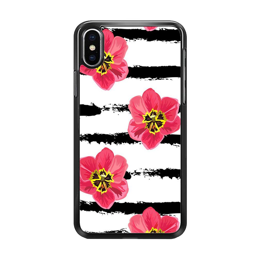 Flower Painting Streak iPhone Xs Case-Rubber / Black (2D Case)-Xtracase
