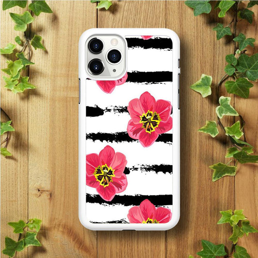 Flower Painting Streak iPhone 11 Pro Max Case-Rubber / White (2D Case)-Xtracase