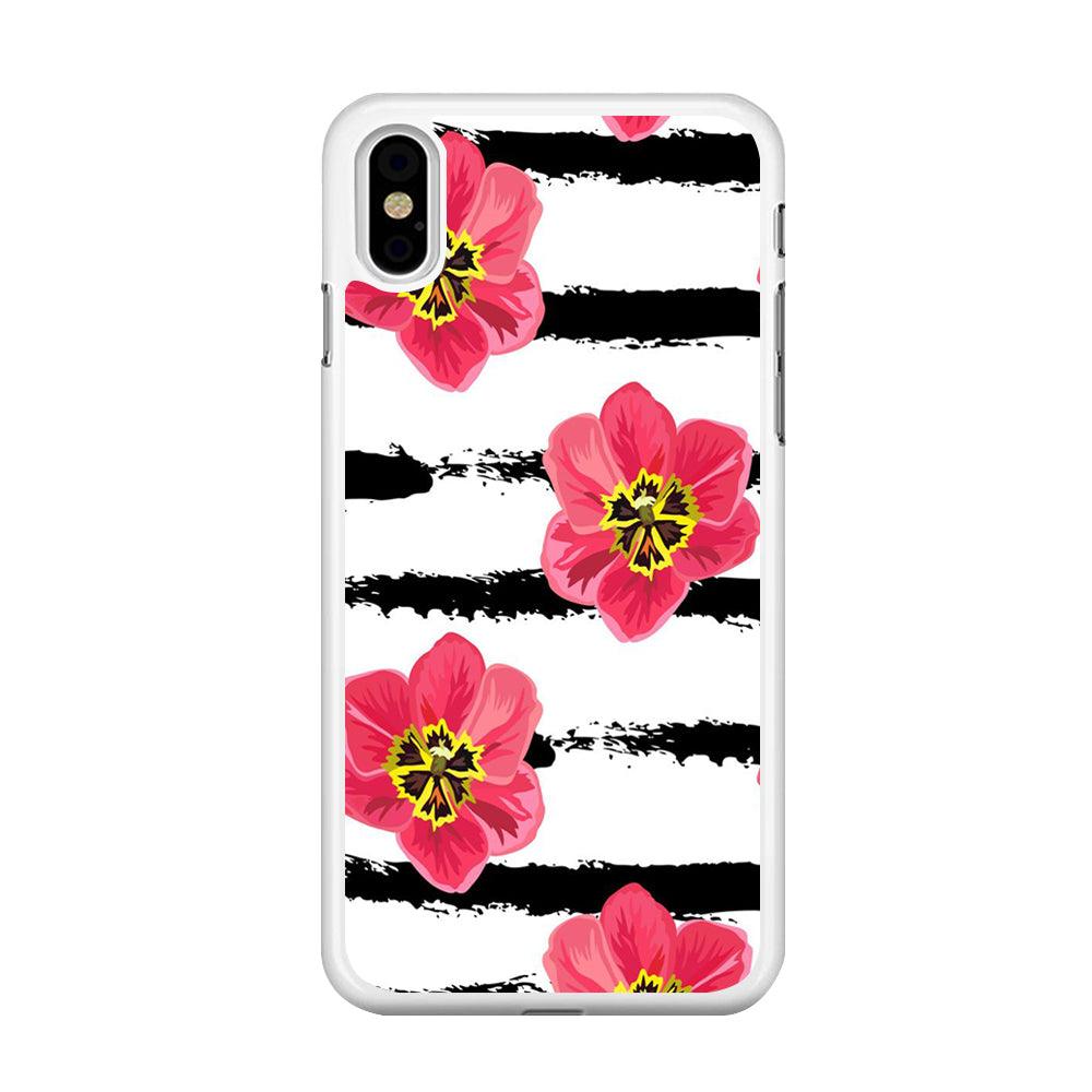 Flower Painting Streak iPhone Xs Max Case-Rubber / White (2D Case)-Xtracase