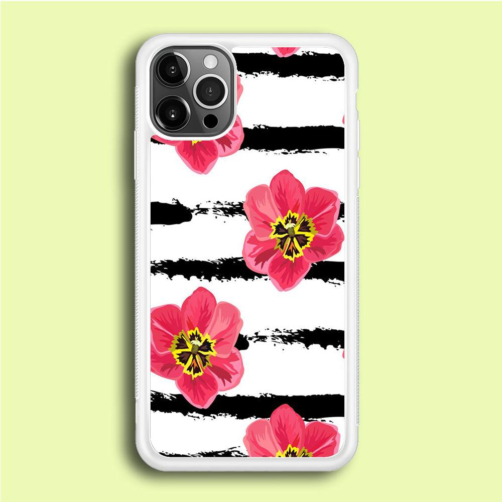 Flower Painting Streak iPhone 12 Pro Case-Rubber / White (2D Case)-Xtracase