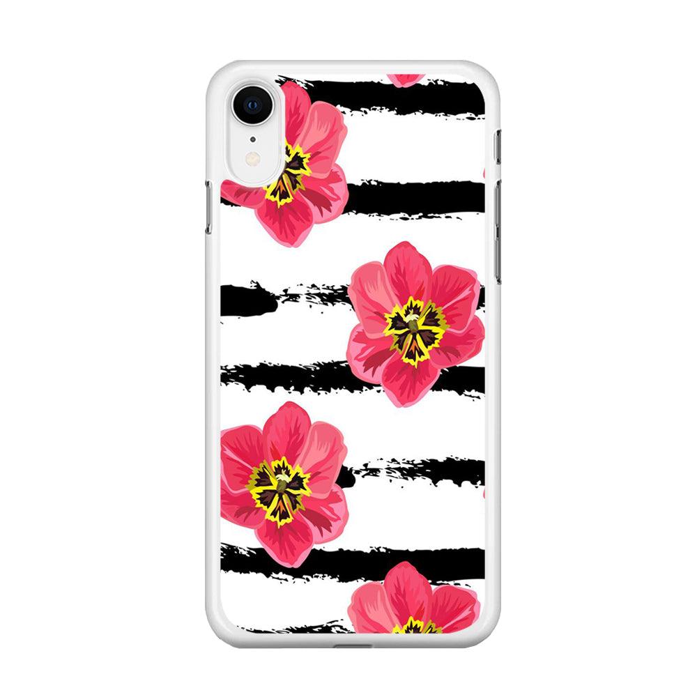 Flower Painting Streak iPhone XR Case-Rubber / White (2D Case)-Xtracase