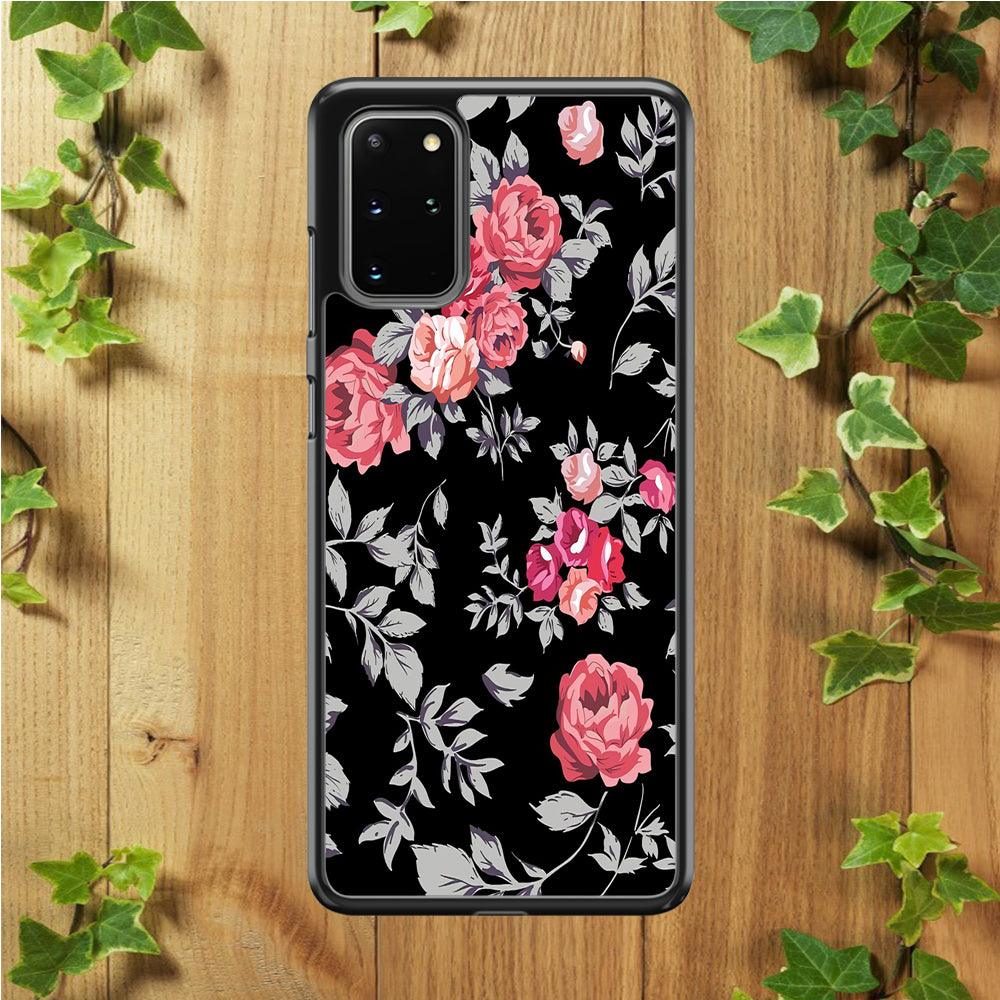 Flower Pattern 004 Samsung Galaxy S20 Plus Case-Rubber / Black (2D Case)-Xtracase