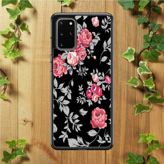 Flower Pattern 004 Samsung Galaxy S20 Plus Case-Rubber / Black (2D Case)-Xtracase