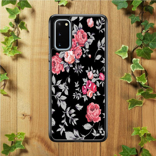 Flower Pattern 004 Samsung Galaxy S20 Case-Rubber / Black (2D Case)-Xtracase