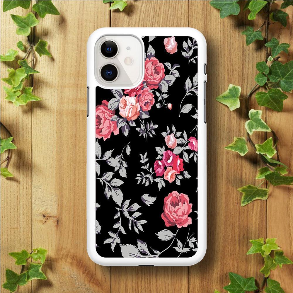 Flower Pattern 004 iPhone 11 Case-Rubber / White (2D Case)-Xtracase
