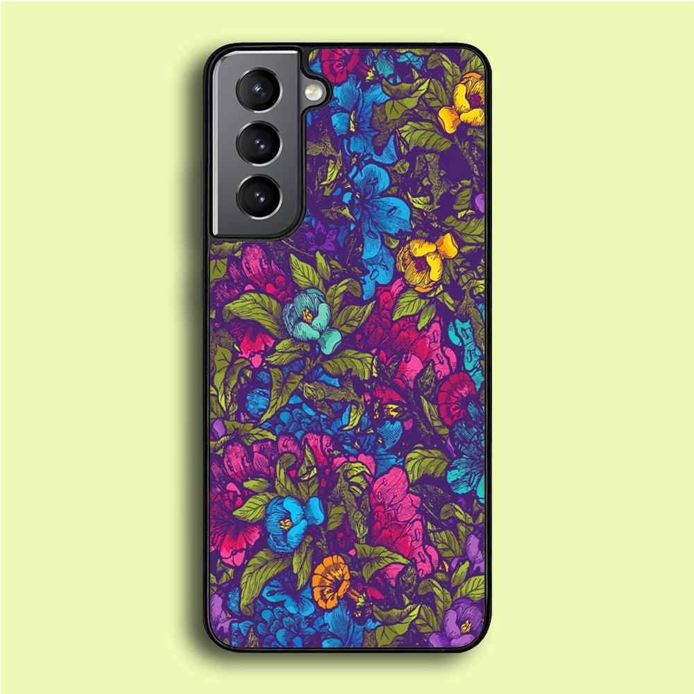 Flower Pattern 005 Samsung Galaxy S21 Plus Case-Rubber / Black (2D Case)-Xtracase