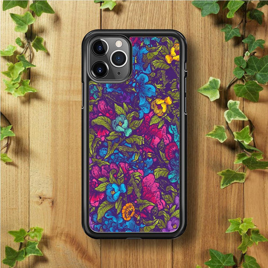 Flower Pattern 005 iPhone 11 Pro Case-Rubber / Black (2D Case)-Xtracase